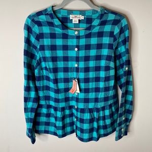 Vineyard Vines • Sz 4 Blue Checkered Button Down